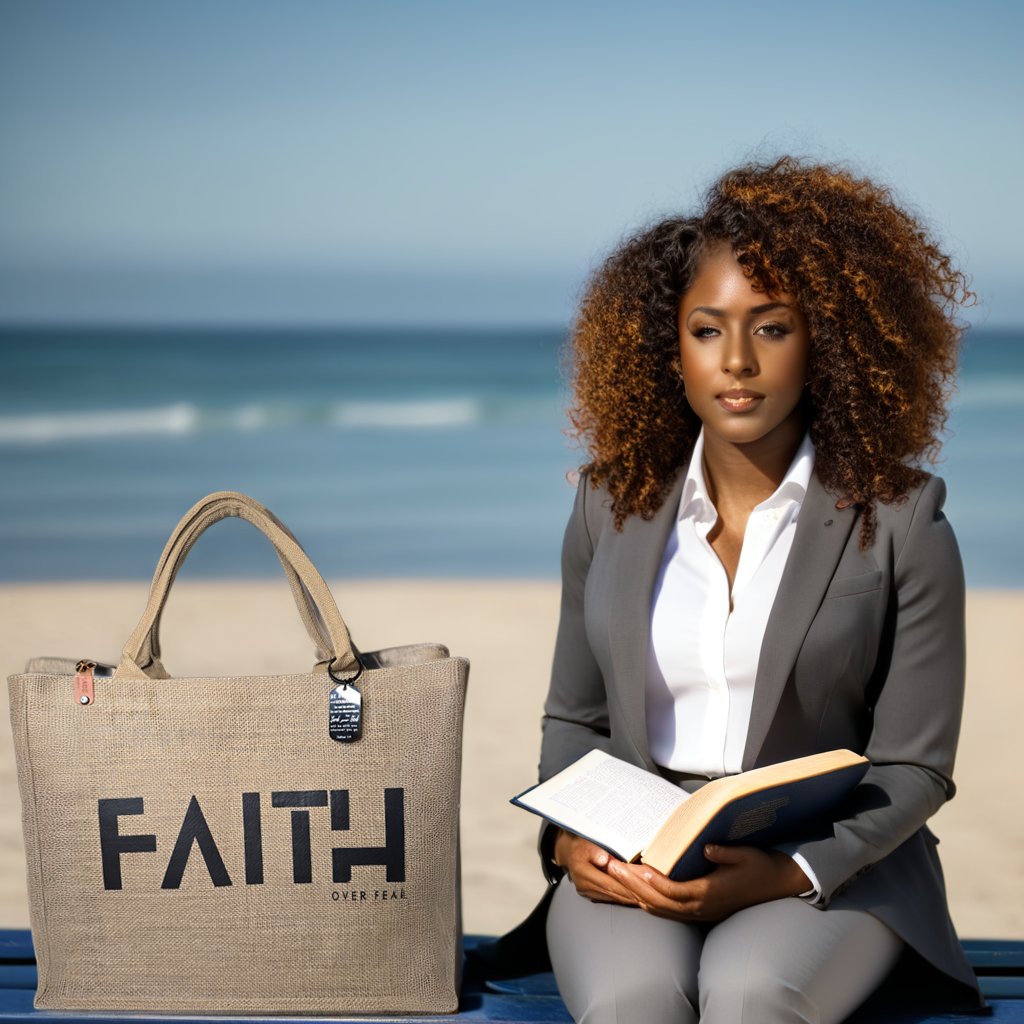 Faith Over Fear Burlap Tote Bag