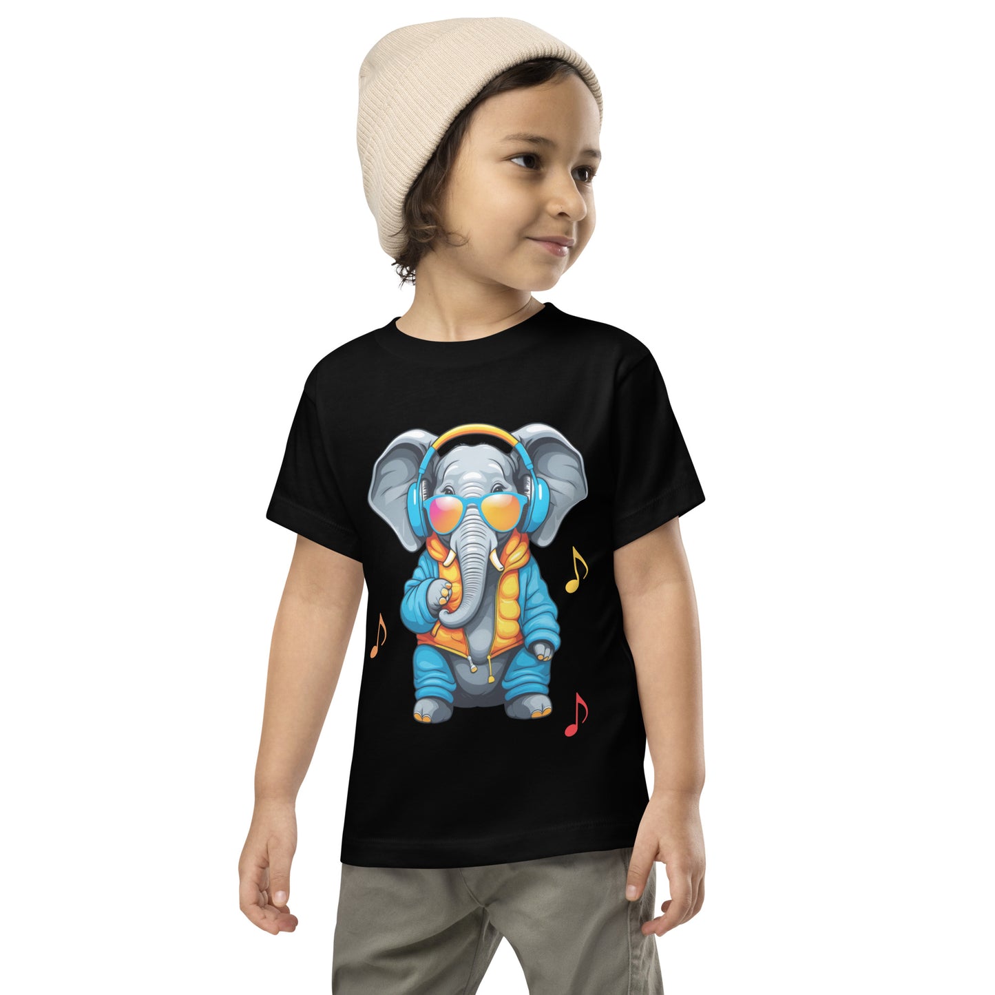 Stylish Music Elephant - Toddler Short Sleeve Tee