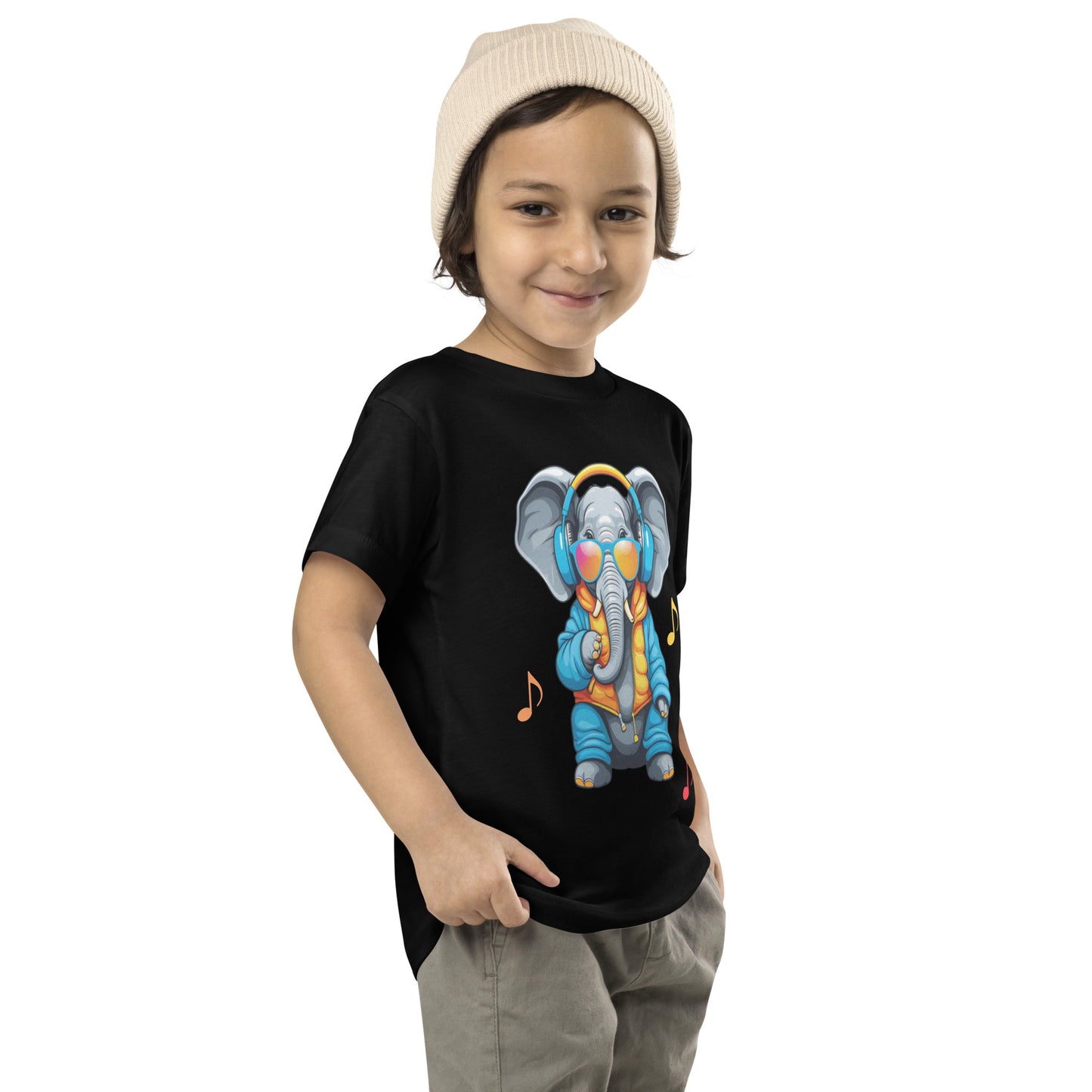 Stylish Music Elephant - Toddler Short Sleeve Tee