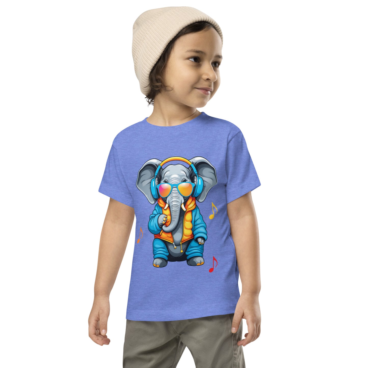 Stylish Music Elephant - Toddler Short Sleeve Tee