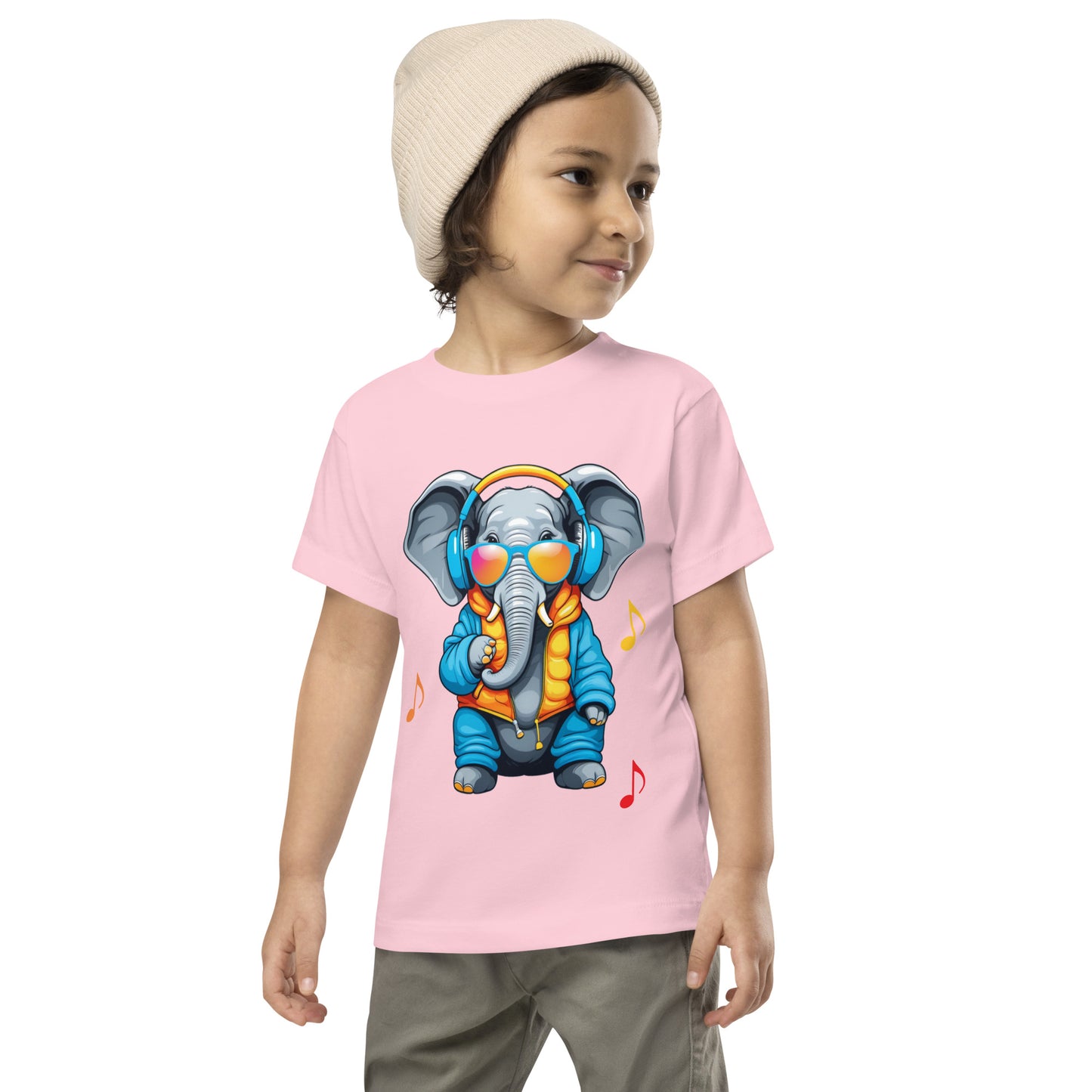 Stylish Music Elephant - Toddler Short Sleeve Tee