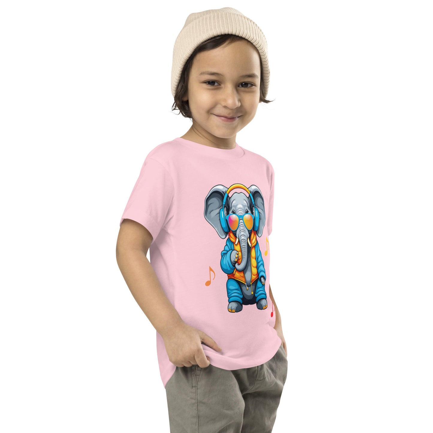 Stylish Music Elephant - Toddler Short Sleeve Tee