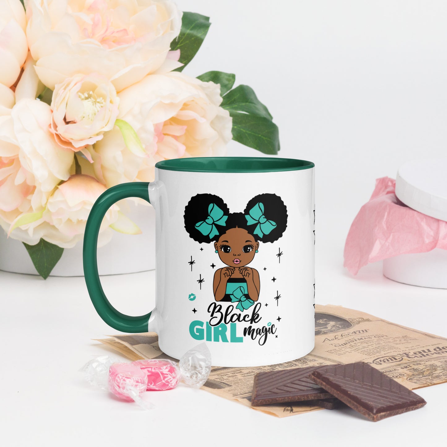 Black Girl Magic Mugs with Color Inside