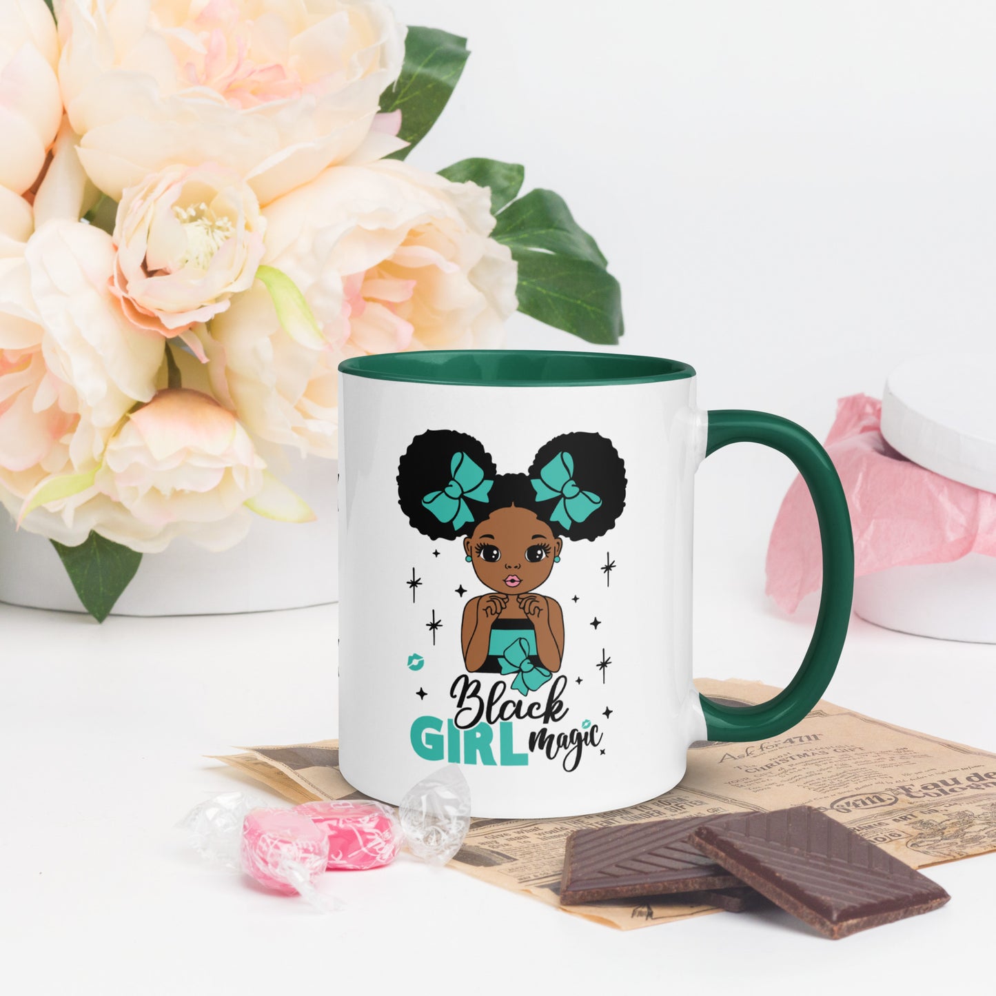 Black Girl Magic Mugs with Color Inside