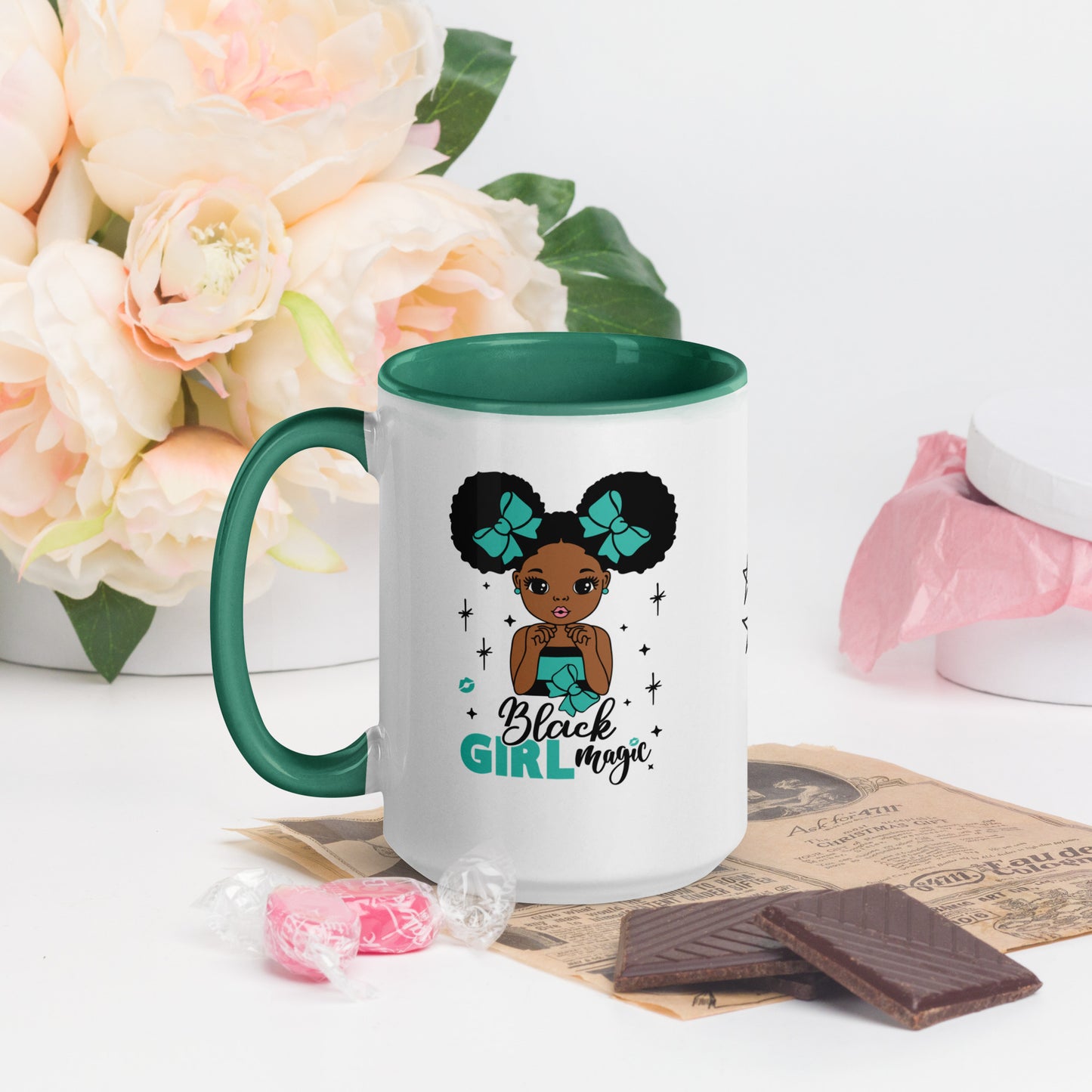 Black Girl Magic Mugs with Color Inside