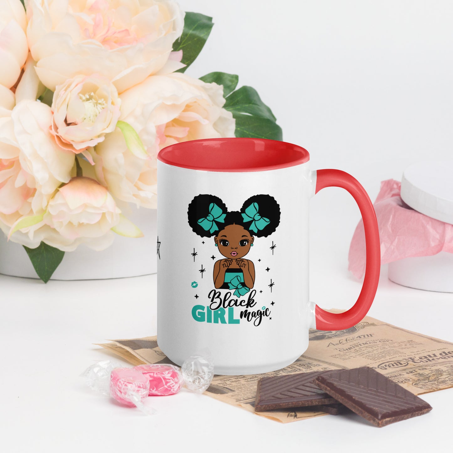 Black Girl Magic Mugs with Color Inside